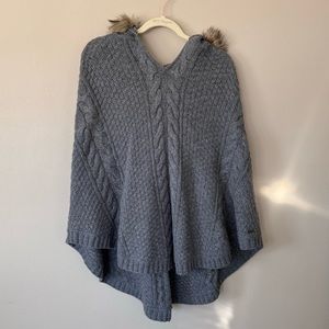Eddie Bauer Hooded Cable Knit Poncho